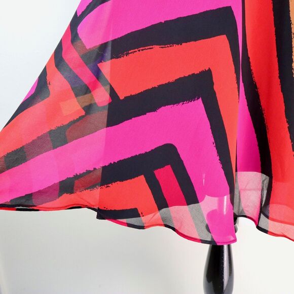 Cabi Size S Fete Dress Vibrant Multicolor Striped Chiffon Fit & Flare - Picture 9 of 12